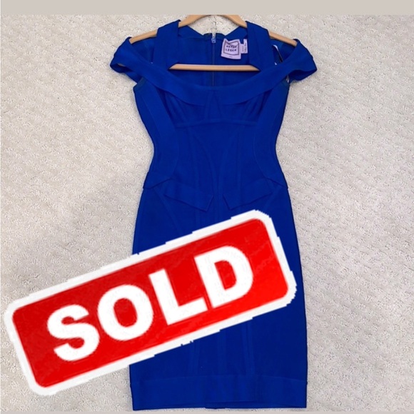 Herve Leger Royal Blue Square Neckline Bodycon dress XXS - Picture 1 of 16